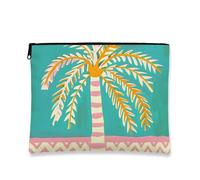 Trousse per il trucco con palme, borsa da viaggio colorata con foglie tropicali, borsa da viaggio per donne, piccola borsa portatile in tela con cerniera, regalo estivo per la cura della pelle