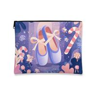 Trousse per il trucco con pantofole da balletto, grazioso astuccio da viaggio viola per donne, organizer portatile in tela con cerniera, borsa da toilette per la cura della pelle delle vacanze, Viola