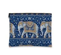 Trousse per il trucco con stampa elefante, blu indiano mandala, borsa da viaggio per donne, piccola borsa portatile in tela con cerniera, borsa regalo per festival, accessorio da viaggio estivo, Blu