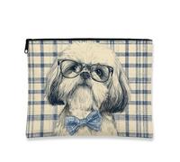 Trousse per il trucco del cane, borsa da viaggio per gli amanti dei cani, organizer portatile in tela con cerniera, regalo ideale per gli amanti degli animali, Blu, 7x9 Inch, Cane