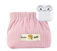 Trousse per il trucco in velluto a coste, piccola borsa per il trucco in velluto a coste, alla , con apertura elastica, spaziosa borsa portatile per ragazze, donne, donne e donne, rosa, Refer to