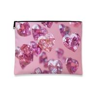 Trousse per trucchi a forma di cuore di pesca, romantico astuccio da viaggio per cosmetici, da donna, piccolo organizer portatile con cerniera per la cura della pelle, regalo di San Valentino, Pesca