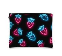 Trousse per trucchi a forma di fragola, borsa da viaggio per cosmetici con frutta al neon per donne, piccola borsa portatile in tela con cerniera, scelta perfetta per festival e uso quotidiano, nero