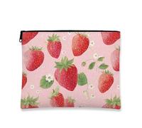 Trousse per trucchi a forma di fragola, borsa da viaggio per cosmetici retrò con frutta pesca per donne, piccola borsa portatile in tela con cerniera, regalo estivo per la cura della pelle, Pesca, 7x9