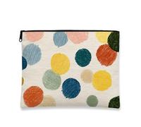 Trousse per trucchi a pois colorati, pochette da viaggio per cosmetici, da donna, portatile, grande, in tela, con cerniera, scelta perfetta per festival ed eventi stagionali, Multi, 7x9 Inch, Punti