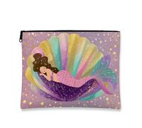 Trousse per trucchi a sirena, borsa da viaggio colorata con glitter fantasia, borsetta da viaggio per donne, piccola borsa portatile in tela con cerniera, regalo da spiaggia per la cura della pelle