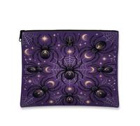 Trousse per trucchi a tema ragno gotico celeste, Viola, 7x9 Inch, gotico | Motivo celeste con luna e stella, astuccio per il trucco con cerniera, motivo gotico occulto, atmosfera mistica da strega