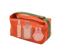 Trousse per trucchi, borsa per cosmetici, organizer salvaspazio con manico, borsa riutilizzabile per il trucco per viaggi su strada, viaggi di lavoro, Orange1., 1