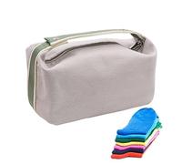 Trousse per trucchi, borsa per cosmetici, organizer salvaspazio con manico, borsa riutilizzabile per il trucco per viaggi su strada, viaggi di lavoro, grigio, 1