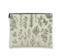 Trousse per trucchi botanica con foglie verdi, astuccio da viaggio vintage per donne, piccola borsa portatile in tela con cerniera, per festival di primavera, Verde, 7x9 Inch, Botanico