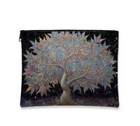Trousse per trucchi colorata, con albero della vita, astuccio da viaggio artistico per donne, piccola borsa portatile in tela con cerniera, borsa per la cura della pelle ispirata alla natura, per