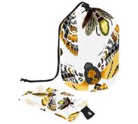 Trousse per trucchi con coulisse, a forma di barile, borsa per cosmetici da viaggio, borsa per il trucco, organizer pieghevole per articoli da toeletta per donne e ragazze, falene volanti e insetti