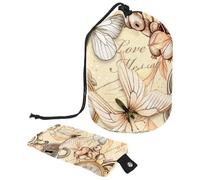 Trousse per trucchi con coulisse, a forma di barile, borsa per cosmetici da viaggio, trousse pieghevole, organizer per articoli da toeletta, tasca portaoggetti per donne e ragazze, con lucchetto e