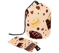 Trousse per trucchi con coulisse, a forma di barile, da viaggio, trousse per trucchi, organizer pieghevole per articoli da toeletta per donne e ragazze, brownies al cioccolato e muffin, Multi, Taglia