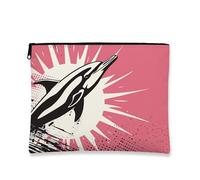 Trousse per trucchi con delfino, borsa da viaggio per cosmetici pop art da donna, piccola borsa portatile in tela con cerniera, regalo da spiaggia per la cura della pelle, Pesca, 7x9 Inch, Delfino