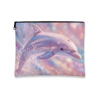 Trousse per trucchi con delfino, scintillante oceano, estetica, da viaggio, per donne, borsa portatile con cerniera per oggetti essenziali, organizer da spiaggia regalo per articoli da toeletta, Pesca