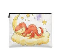 Trousse per trucchi con dinosauro, carina che dorme sulla nuvola, astuccio da viaggio per bambini, piccola borsa portatile in tela con cerniera, regalo di compleanno, Rosso, 7x9 Inch