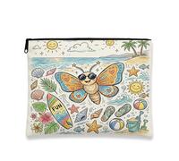 Trousse per trucchi con falene, graziosa borsa da viaggio per donne e ragazze, piccola borsa portatile in tela con cerniera, borsa da toeletta per insetti, 17,8 x 22,9 cm