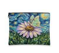 Trousse per trucchi con falene verdi, borsa da viaggio per cosmetici da donna, piccola borsa portatile in tela con cerniera, borsa da toeletta con insetti, 17,8 x 22,9 cm