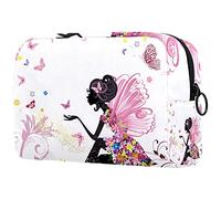 Trousse per trucchi con fiori e fata e farfalle, organizer da viaggio con cerniera, piccola borsa per cosmetici, borsa per cosmetici, per adolescenti, ragazze e donne, Multicolore 01,