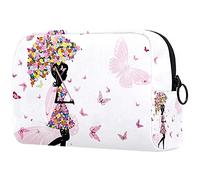 Trousse per trucchi con fiori e fata e farfalle, organizer da viaggio con cerniera, piccola borsa per cosmetici, borsa per cosmetici, per adolescenti, ragazze e donne, Multicolore 09,