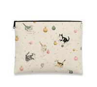 Trousse per trucchi con gatti, divertente astuccio da viaggio per donne, piccolo organizer portatile in tela con cerniera, per amanti degli animali, borsa da toilette per la cura della pelle, regalo