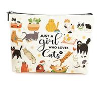 Trousse per trucchi con gatti per ragazze e donne, astuccio portatile con cerniera, astuccio da viaggio per gli amanti dei gatti, regalo per la migliore amica, fidanzata, solo una ragazza che ama i