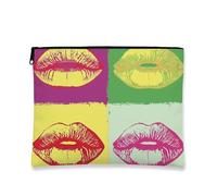 Trousse per trucchi con labbra colorate, borsa da viaggio per cosmetici pop art da donna, piccola borsa portatile in tela con cerniera, regalo divertente per la cura della pelle, Multicolore, 7x9 Inch