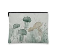 Trousse per trucchi con meduse, blu oceano ispirato alla marina, borsa da viaggio per donne, piccola borsa portatile in tela con cerniera, borsa da toilette per la cura della pelle per vacanze in