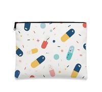 Trousse per trucchi con motivo pillole, capsule colorate, borsa da viaggio per donne, piccola borsa portatile in tela con cerniera, borsa da toeletta regalo per tutti i giorni, Colorato, 7x9 Inch