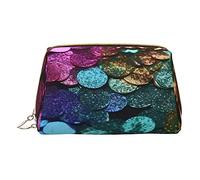 Trousse per trucchi con paillettes glitterate stampate a pois da viaggio, organizer per pennelli cosmetici, custodia in pelle con cerniera, borsa da toilette per donne, bianco, taglia unica, bianco,