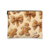 Trousse per trucchi con pan di zenzero, borsa da viaggio per donne, organizer portatile in tela con cerniera, borsa da toeletta per la cura della pelle delle vacanze, Marrone, 7x9 Inch, Pan di zenzero