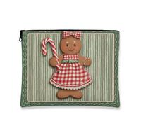Trousse per trucchi con pan di zenzero, borsa da viaggio vintage fantasiosa per donne, piccola borsa portatile in tela con cerniera, borsa da toilette invernale per vacanze, Verde, 7x9 Inch, Pan di