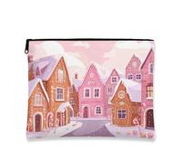 Trousse per trucchi con pan di zenzero, fantasioso astuccio invernale da viaggio per donne, piccola custodia portatile in tela con cerniera, organizer per articoli da toeletta per la cura della pelle