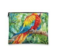 Trousse per trucchi con pappagallo tropicale, borsa da viaggio artistica colorata per donne, custodia portatile in tela con cerniera, organizer estivo per articoli da toeletta per la cura della pelle