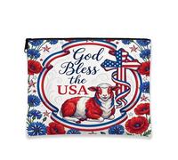 Trousse per trucchi con pecore da 250 anni, con fiori cristiani, borsa da viaggio per donne e ragazze, piccola borsa portatile in tela con cerniera, borsa da toilette patriottica, 17,8 x 22,9 cm