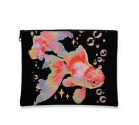 Trousse per trucchi con pesci colorati, vivaci creature oceaniche oceaniche, borsa da viaggio per donne, piccola borsa portatile in tela con cerniera, ottimo regalo per festival estivi, Colorato, 7x9