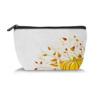 Trousse per trucchi con pinguino, da donna, con coppia di pinguini sull'erba, grande capacità, borsa da viaggio per accessori da toeletta, organizer per accessori, verde (Trapezoid), Giallo Arancione