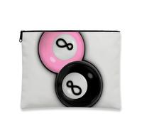 Trousse per trucchi con simbolo dell'infinito, color pesca e nero, con 8 palline, borsa da viaggio per cosmetici, da donna, piccola borsa portatile in tela con cerniera, scelta perfetta per festival e