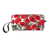 Trousse per trucchi con stampa a fiori di papavero, borsa per cosmetici resistente, borsa da viaggio per il trucco, regalo essenziale per donne e uomini, bianco, Taglia unica