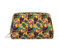 Trousse per trucchi con stampa artistica di tucano tropicale, trousse da viaggio per donne, custodia per trucchi in pelle di grande capacità, organizer per trucchi, graziosa custodia per trucchi