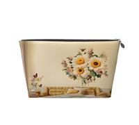 Trousse per trucchi con stampa di api rurali e fiori selvatici, borsa da viaggio, organizer per il trucco, borsa impermeabile per donne e ragazze, Argento, Taglia unica, Beauty Case