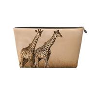 Trousse per trucchi con stampa di due giraffe che corrono sulla sterile borsa per trucchi da viaggio, organizer per il trucco, borsa impermeabile per donne e ragazze, Oro, Taglia unica, Beauty Case