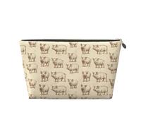 Trousse per trucchi con stampa di maiale schizzo, borsa da viaggio per cosmetici, borsa da toilette per donne, graziosa custodia organizer per trucchi in pelle