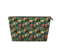 Trousse per trucchi con stampa di piante di ananas tropicale, trousse da viaggio per cosmetici, borsa da toilette per donne, graziosa custodia organizer in pelle