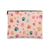 Trousse per trucchi con stampa di zampe, graziosa borsetta da viaggio colorata per donne, piccola borsa portatile in tela con cerniera, per gli amanti degli animali, Pesca, 7x9 Inch, Stampa zampa