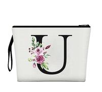 Trousse per trucchi da donna, A-Z, con 26 lettere, personalizzata, regalo di compleanno per donne, mamme, regali per la migliore amica, borsa per cosmetici per sposa e damigella d'onore, u, Astuccio