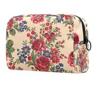 Trousse per trucchi da donna, colore rosso, stile giapponese, motivo floreale, astuccio da viaggio con cerniera, organizer portatile per articoli da toeletta per ragazze adolescenti, Multicolore 08,
