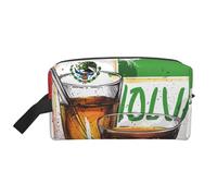 Trousse per trucchi da donna, con stampa di pappagalli, organizer da viaggio per articoli da toeletta, grande capacità, con manico, Bandiera del Messico e Tequila, Taglia unica, Astuccio per trucchi