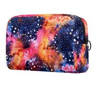 Trousse per trucchi da donna, graziosa borsa per cosmetici, a pois bianchi con tintura a nodi, leggera, organizer per ragazze, donne e mamme, Multi, 18.5x7.5x13cm/7.3x3x5.1in, Art Deco